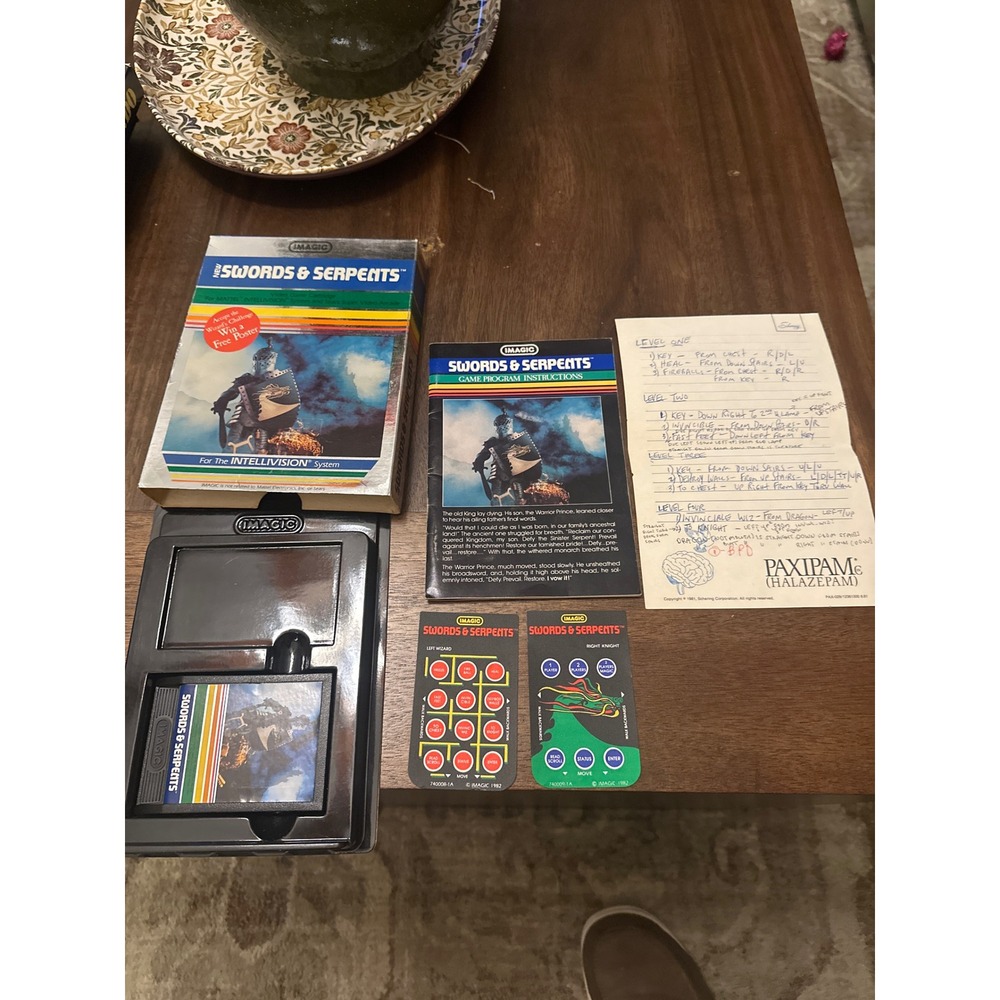 Swords & Serpents Mattel Intellivision Imagic 1982 CIB with Overlays & Notes